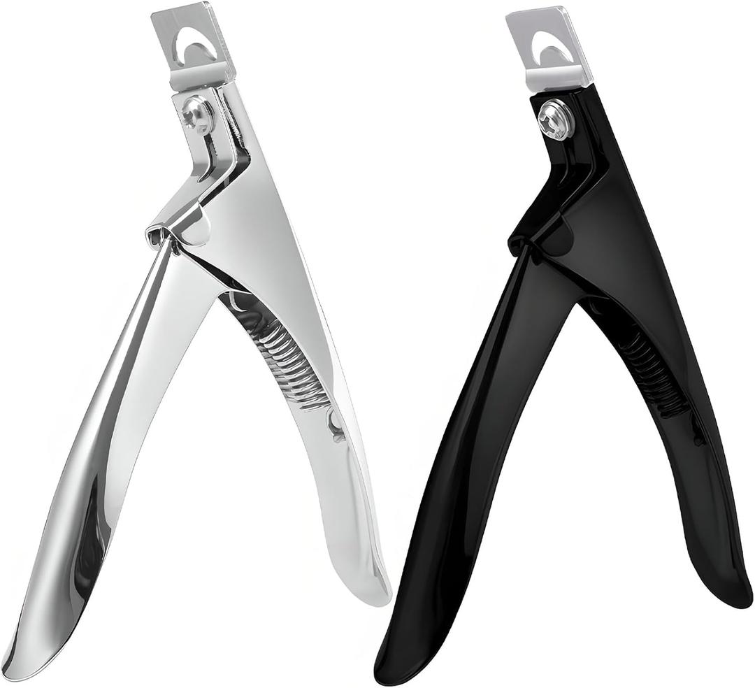 2-Pack Professional Acrylic Nail Clippers Durable Stainless Steel, Titanium-Coated for Manicure & Pedicure, Versatile for All Nail Types, Ideal Gift for Nail Art Enthusiasts (Black & Silver)