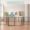 No Pawblems Free Standing Dog Gate with Door, 36'' Tall Foldable Dog Fence for Indoor & Outdoor, Up to 156 Inch Extra Wide Puppy Gate for Stairs, Hallways, Doorways, Deck, Yard (Black, 6 Panels)