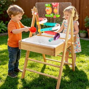 4in1 Water Table for Toddlers 1-3,Wooden Sensory Table&Sand Table for Kids