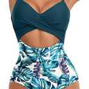 Eomenie Women's One Piece Swimsuits Tummy Control Cutout High Waisted Bathing Suit Wrap Tie Back 1 Piece Swimsuit (Black) M