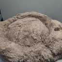 PetJett Large Dog Bed - 36'' Calming Donut Dog Beds, Anti-Slip & Washable Large Round Bed, Fluffy Faux Fur Pet Bed, Super Soft Anti-Anxiety Premium Comfort Bed, Fits Dogs up to 80 lbs - Beige