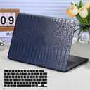 Funut for MacBook Air 13 Inch Case 2021 2020 2019 2018 Release M1 A2337 A2179 A1932 Touch ID, Crocodile MacBook Air M1 Cover Leather Laptop Hard Shell & Keyboard Cover for MacBook Air 13 Inch, Blue