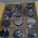 novelinks 32 oz Mason Jars with Plastic Lids, 12 Pack Large Plastic Salad Jars with Lids 32oz, Reusable Spice Containers & Kitchen Jars for Pantry Organization (12 Pack, Black)