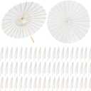 Aodaer 80 Pack Paper Umbrellas Chinese Japanese Parasol 33 Inches Paper Decorative Oiled Paper Umbrella DIY Painting Crafts for Wedding Bridal Party Decor Photography Props, White