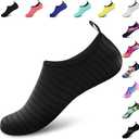 VIFUUR Water Sports Shoes Barefoot Quick-Dry Aqua Yoga Socks Slip-on for Men Women (Black)
