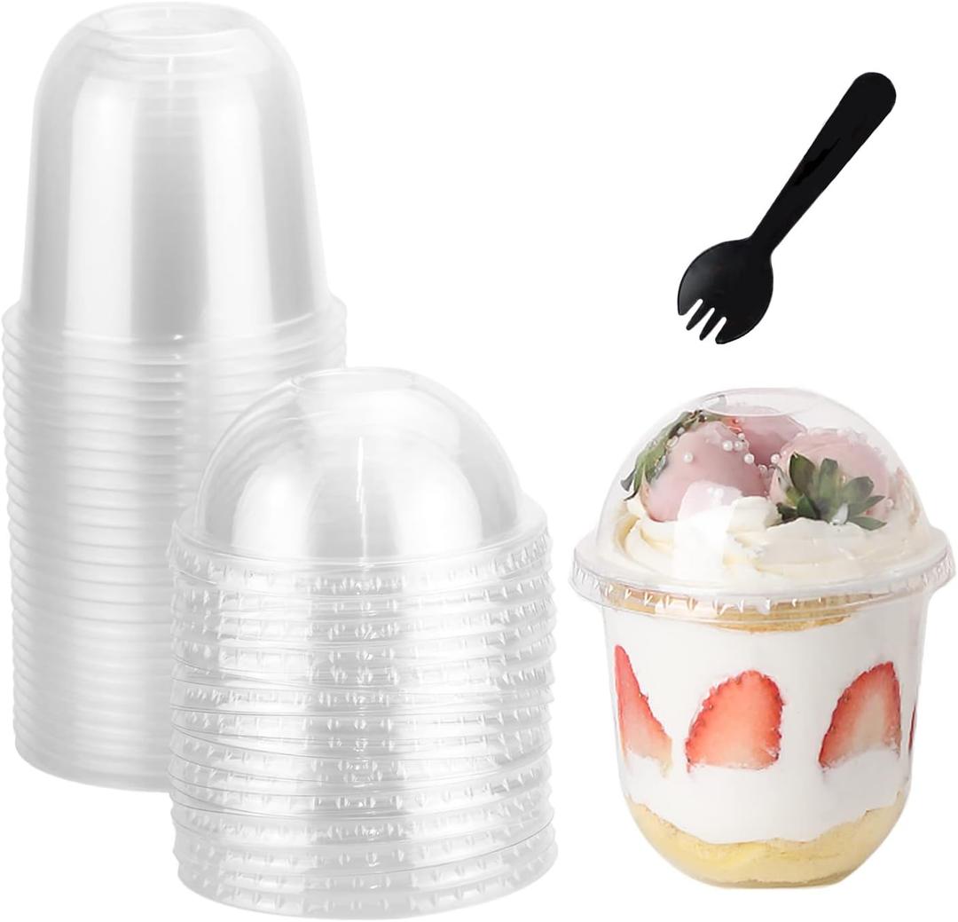 12oz Disposable Clear Plastic Cups with Lids ,25 Pack Dessert for Parfait Ice Cream Fruit Iced Cold Drinks Wedding Thanksgiving Halloween Christmas Party (No Hole), 50 Count (Pack of 1) 12oz Disposable Clear Plastic Cups with Lids ,25 Pack Dessert for Parfait Ice Cream Fruit Iced Cold Drinks Wedding Thanksgiving Halloween Christmas Party (No Hole), 50 Count (Pack of 1)