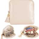 1 Pc Small Travel Jewelry Case Bridesmaid Gift for Bachelorette Wedding Day, Mini Jewelry Pouch Organizer Bag with Zipper, Portable Waterproof Velvet Jewelries Bag for Rings, Necklaces (Beige)