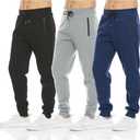 PURE CHAMP Mens 3 Pack Fleece Active Athletic Workout Jogger Sweatpants for Men with Zipper Pocket and Drawstring Size S-3XL