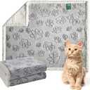 Qeils Dog & Cat Blankets - Waterproof Washable - Sherpa, Plus Plush Reversible, 25"X30", Grey Paw Print