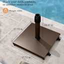 45lbs Patio Umbrella Base with Wheels - Heavy Duty Outdoor Patio Market Umbrella Stand for Deck with Rollers, Poolside, Balcony, Wind-Resistant Design, Brown