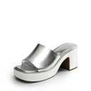 DREAM PAIRS High Chunky Platform Heels for Women Fashion Comfort Slip on Square Open Toe Block Heel Sandals,Size 8.5,Silver-Pu,SDHS2410W