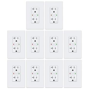 ELECTECK 10 Pack GFCI Outlets 20 Amp, Outdoor Weather Proof (WR), Self-Test GFI Receptacles with LED Indicator, Ground Fault Circuit Interrupter, Screwless Wallplate Included, UL Listed, White