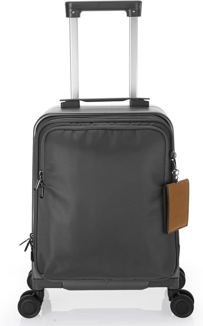 UNIKER Laptop Briefcase with Cup Holder,Small Rolling Suitcase for Work,Carry On Luggage 17x12x10,16 Inch Suitcases with 4 Spinner Wheels,Rolling Teacher Bag Grey