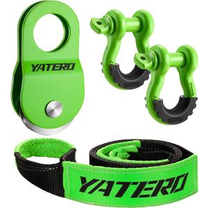 Off Road Recovery Kit, 10 Ton Heavy Duty Snatch Block Pulley and 3" x8' Tree Saver Strap with 2pc D Ring Shackles, Heavy Duty Recovery Winching Accessories
