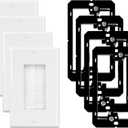 Iwillink 4-Pack Brush Wall Plate with Low Voltage Mounting Bracket, Cable Pass Through Insert for Wires, Single Gang Cable Access Strap, Wall Socket for HDTV, Home Theater Systems (White)