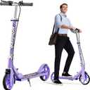 Scooters for Kids 8-12, Teens & Adults - Lightweight, Foldable, 8-Inch Big Wheels, Hand Brake & Bell, 4 Adjustable Height Levels, 240 lbs Max Load, Perfect for School, Campus and Park Rides