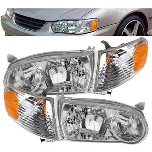 Clear Lens Driver and Passenger Side Headlamps Headlight Assembly Replacement for 2001-2002 C-orolla with Corner Signal Lamp Replacement