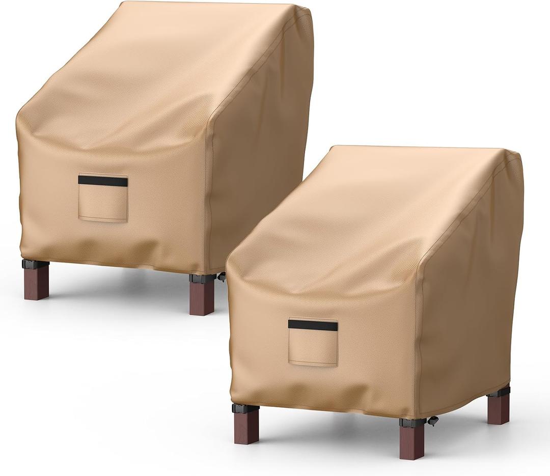Patio Chair Covers for Outdoor Furniture Waterproof , Lawn Chair Covers 600D Heavy Duty Oxford Cloth, Large Covers for Lounge Lawn Deep Seat 38" W x 31" D x 29" H-Brown