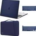 MOSISO Compatible with MacBook Pro 13 inch Case M2 2025, 2024, 2023-2016 A2338 M1 A2251 A2289 A2159 A1989 A1708 A1706, Plastic Hard Case & 360 Protective Sleeve Bag & Keyboard Skin, Navy Blue