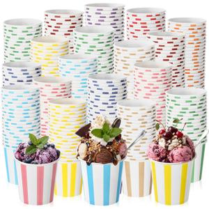 Zeyune 500 Pieces 5 oz Ice Cream Cups Disposable Bulk Ice Cream Bowls Yogurt Dessert Cups Disposable Soup Bowls for Snack Hot or Cold Food, Wedding Baby Shower Birthday Party Supplies, 10 Colors