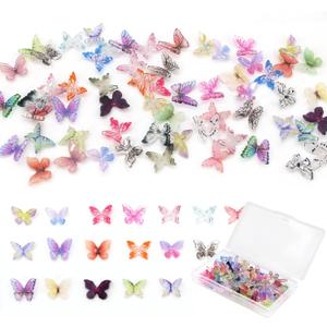 60Pcs Mini Resin Butterflies, Miniature Dollhouse Accessories Tiny Butterflies for Crafts, Mini Resin Animals Figurines for DIY Fairy Garden Dollhouse Micro Landscaping Decoration