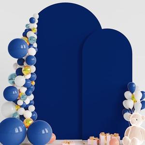 Wokceer Wedding Arch Backdrop Cover 7.2FT, 6FT Spandex Fitted Wedding Arch Stand Covers 2 Set Round Top Chiara Backdrop Stands Cover for Birthday Party Ceremony Banquet Decoration Royal Blue