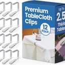 12Pcs Picnic Tablecloth Clips for Outdoor Tables - Stainless Steel Large Table Cloth Clip, Fits for 2.5 Thick Tables, Metal Clamps for Picnic Table Clips, Dining Table Cloth Holder