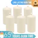 Stonebriar Unscented Pillar Candles 65 Hour Burn Time, Long-Lasting Wax Candles for Weddings, Holidays, Home Dcor & Special Events, Pack of 6, Ivory, 3" x 6"