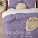 Bedsure Full Comforter Set - Grayish Purple Comforter, Boho Tufted Distressed Vintage Bedding for Kids, 3 Pieces Farmhouse-Style Bed Set for All Seasons, Fluffy Soft Bedding with 2 Pillow Shams