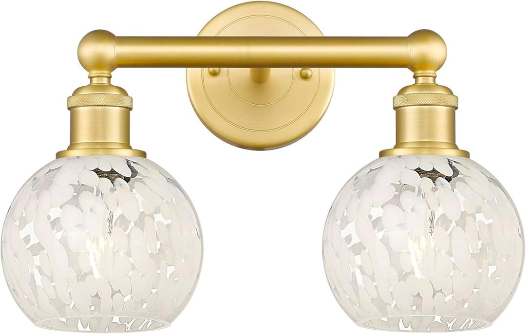 Lighting White Mouchette - 2 Light Bath Vanity in Modern Style-10.25 Inches Tall and 15 Inches Wide-Satin Gold Finish