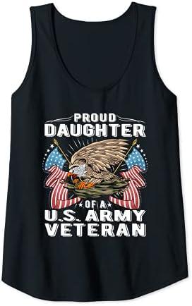 Womens Proud Daughter Of A US Army Veteran Military Vet's Child Tank Top M