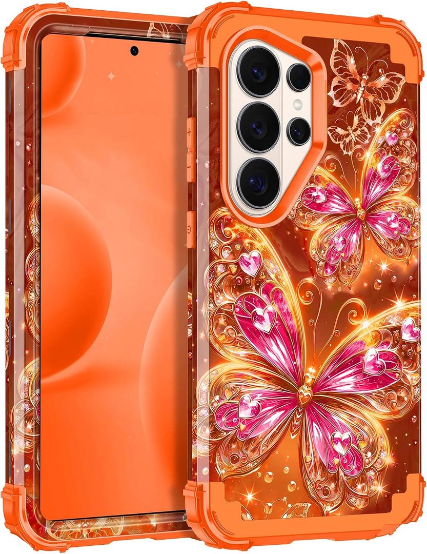 Casetego for Galaxy S26 Ultra Case,Glow in The Dark Three Layer Heavy Duty Sturdy Shockproof Full Protection Rugged Hard PC+Soft TPU Bumper Case for Samsung Galaxy S26 Ultra 5G 6.9 inch,Dull Orange