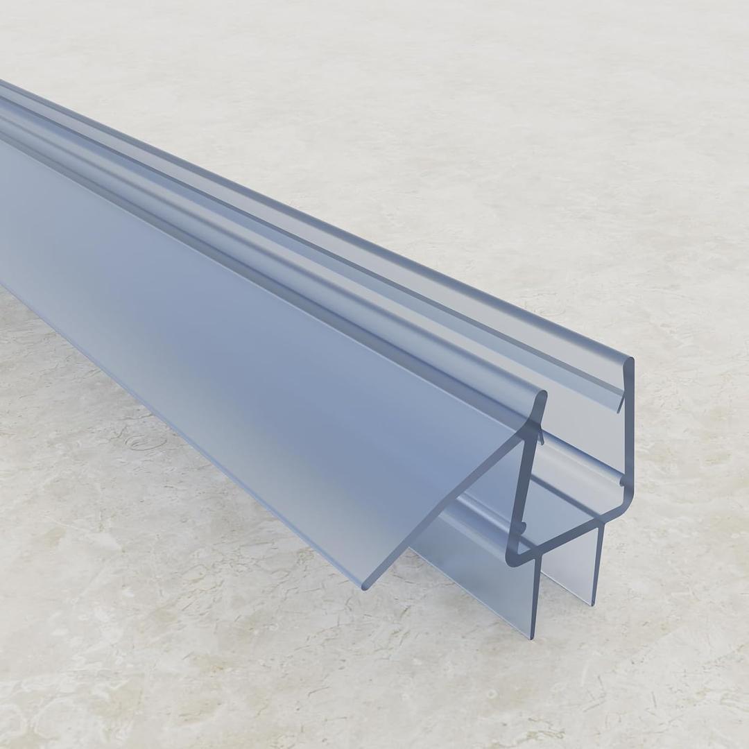 Frameless Shower Door Bottom Seal, 36" Long Shower Door Sweep for 3/8" (10mm) Glass, Clear Vinyl with Drip Rail – Prevent Leaks & Create a Waterproof Barrier
