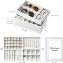 Velvet Jewelry Drawer Organizer Trays – Large White Stackable Jewelry Storage Inserts Set, 4-Layer Jewelry Tray Set for Earrings, Rings, Necklaces, Bracelets with Removable Dividers for Dresser,Vanity
