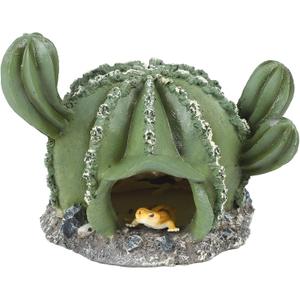 IBWell Resin Cactus Leopard Gecko Hide Reptile CaveDesert Terrarium DcorBearded Dragon Hideout, Small Reptile Hide