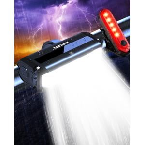 Bright Bike Light for Night Riding, USB Rechargeable Bicycle Light, Bicycle Headlight Set, Daytime Running Light, Waterproof Bike Headlight and Taillight for Adult Kid Mountain MTB Off-Road Cycling
