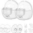 2 Set Full Milk Collector Cup Flange 24mm Compatible with S18/S21/S23 Breast Pump Replacement Accessories,Extra Duckbill Valve&Diaphragm