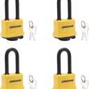 CINCINNO 4 Pack Heavy Duty Covered Laminated Steel Padlocks Keyed Alike, Weatherproof Padlocks with 1-9/16 in. Wide Body, Long Shackle for Gate, Shed, Storage Locker Lock