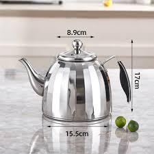 Stainless Steel Tea Kettle with Handle for Home and Restaurant Tea Pot with Thick Bottom for Quick Boiling Versatile Strainer Teapot for Brewing and Boiling Water
