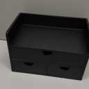 Black Bamboo Desk Organizer Wooden Storage Cabinet 3 Drawers with Shelf Tabletop Organization Box Home Office Workspace Bathroom Toiletries Supplies Caddy Vanity Makeup Stationery Holder