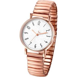 OIDEA Women's Elastic Strap Watches: Large Face Arabic Numerals Analog Quartz Wrist Watches for Women Easy Reader Stretch Band Waterproof Ladies Wratch