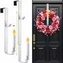 Enhon Wreath Hangers for Front Door, Valentines Day Decorations with and Flameless, Adjustable Wreath Hanger from 15.7 to 26", Fits Doors up to 2" Thick (White, 1 Pack)