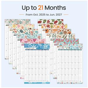 SUNEE 2026 Wall Calendar Extra Large 17"x27", 21 Month Calendar (Ends June 2027), Vertical Large Monthly Calendar 2026-2027 for Wall, Seasons Color