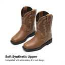 DREAM PAIRS Toddler Little Boys Girls Cowboy Boots Kids Western Square Toe Riding Mid Calf Boots (Brown)