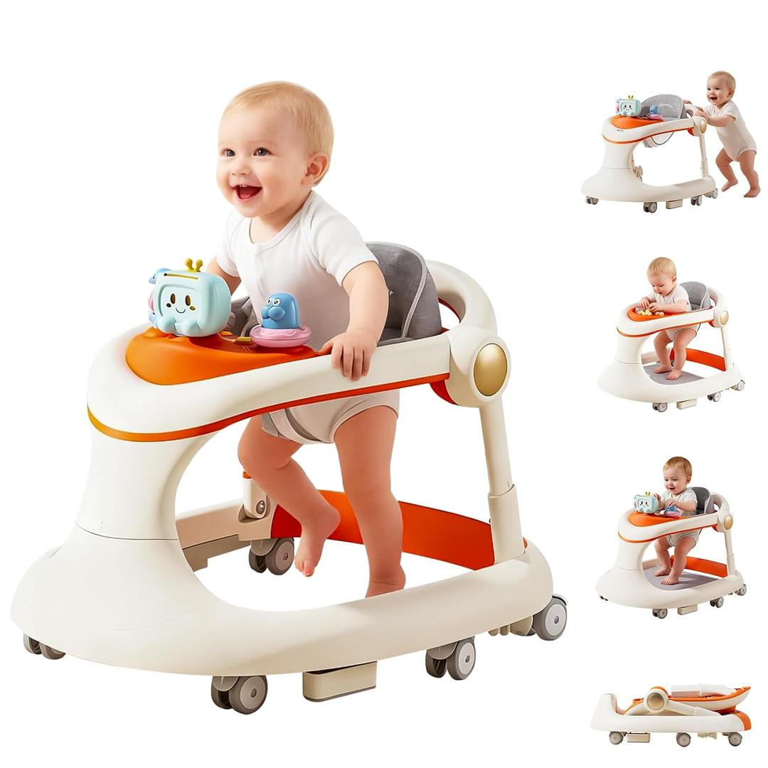 Foldable Baby Walker with Wheels, Activity Toddler Walkers for Boys Girls