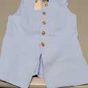 BTFBM Summer Sleeveless Blazer Vest For Women Dressy Button Down Round Neck Business Casual Outfits Work Suit Vests Tops (Blue, S)