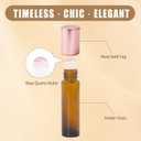 8 Pack Rose Quartz Roller Bottles for Essential Oils, 10ml Refillable Amber Glass Roll On Bottles with Natural Crystal Roller Balls, Leak-Proof Travel Perfume Bottle with Rose Gold Caps