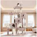 Hey-brother Cat Tree Tower, Scratching Posts with 3 Condos, Large Basket, Cozy Bed, Sisal Board, Step-by-Step Climbing Pathway and Toys, 74.8 inches Furniture for Big Indoor Cats, Muchroom MPJ081MU