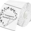 3 Inch Transparent Round Thermal Label, Self-Adhesive Clear Waterproof Circle Sticker for Logo Design, Multipurpose Direct Thermal Labels, 300 Sheets/1 Roll