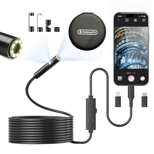 【Dual-Lens BORESCOPE Inspection Camera HD with Light】 Endoscope with Adjustable LED - Compatible with iPhone, Samsung, iPad, iOS & Android - 3.0MP HD, IP67 Waterproof, 16.5ft/5m